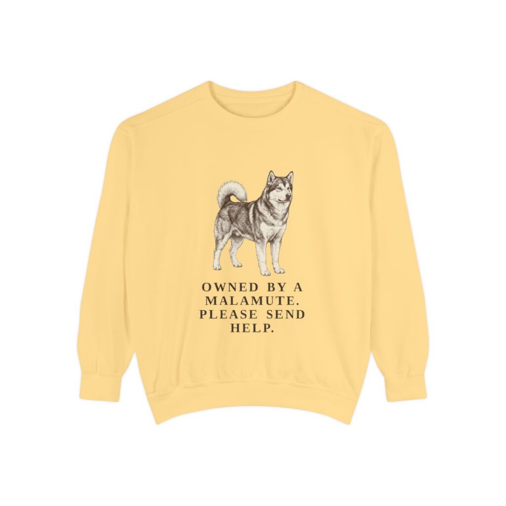Alaskan Malamute Humor Sweatshirt, Butter, front view