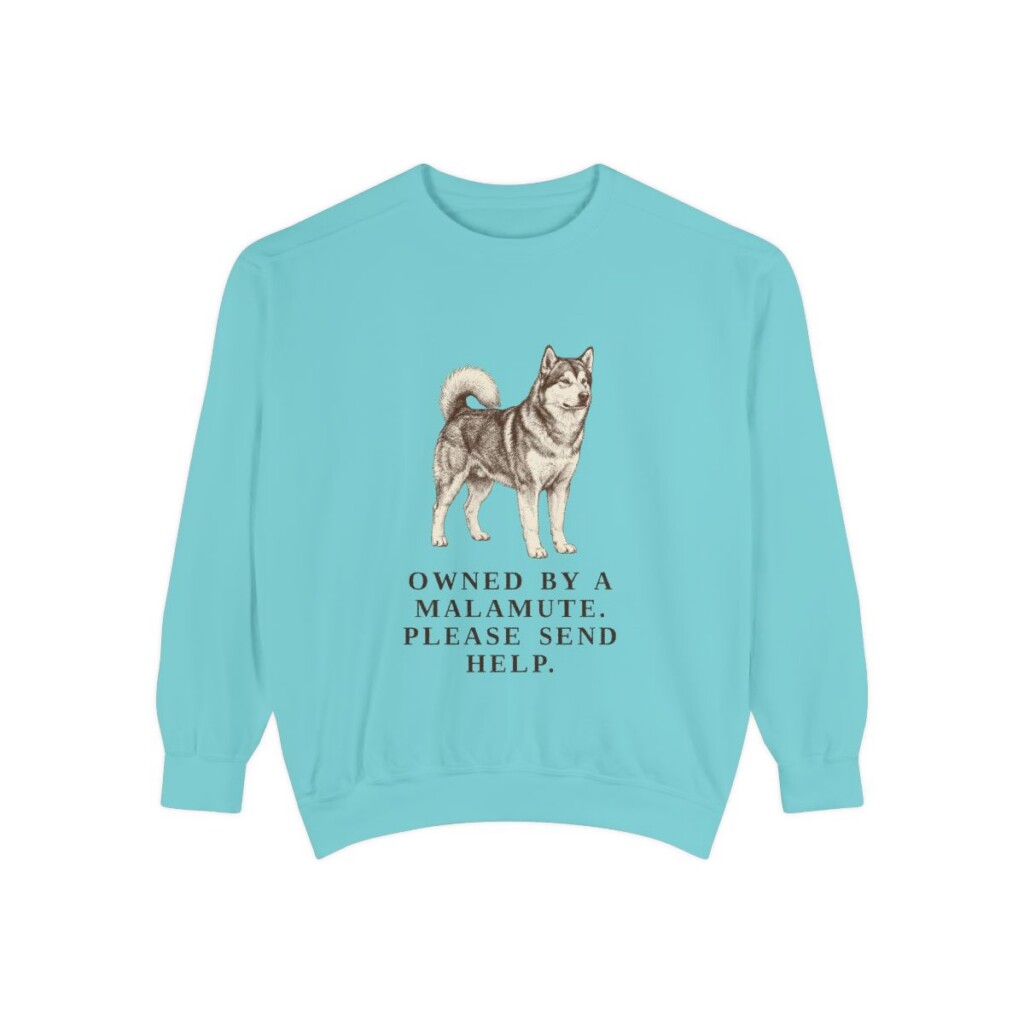 Alaskan Malamute Humor Sweatshirt, Chalky Mint, front view