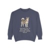 Alaskan Malamute Humor Sweatshirt, Denim, front view