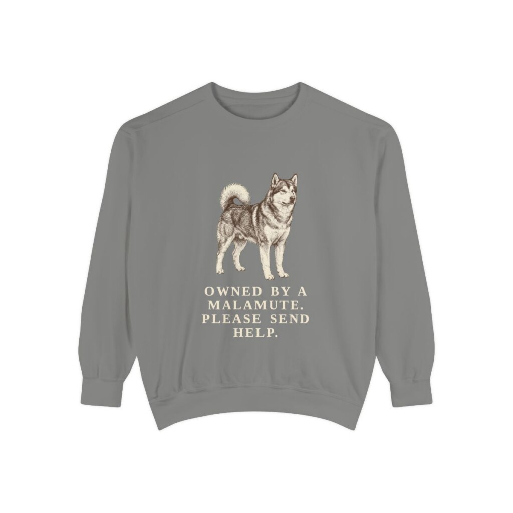 Alaskan Malamute Humor Sweatshirt, Grey, front view