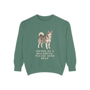 Alaskan Malamute Humor Sweatshirt, Light Green, front view