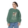 Alaskan Malamute Humor Sweatshirt, Light Green, person 2 front