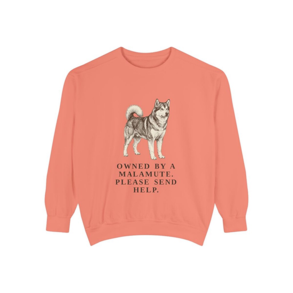 Alaskan Malamute Humor Sweatshirt, Terracotta, front view