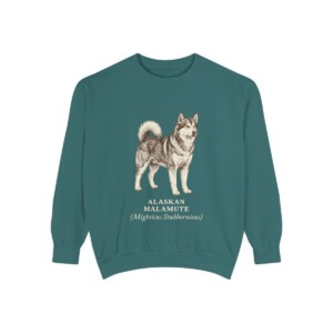 Alaskan Malamute Latin Sweatshirt, Blue Spruce, front view