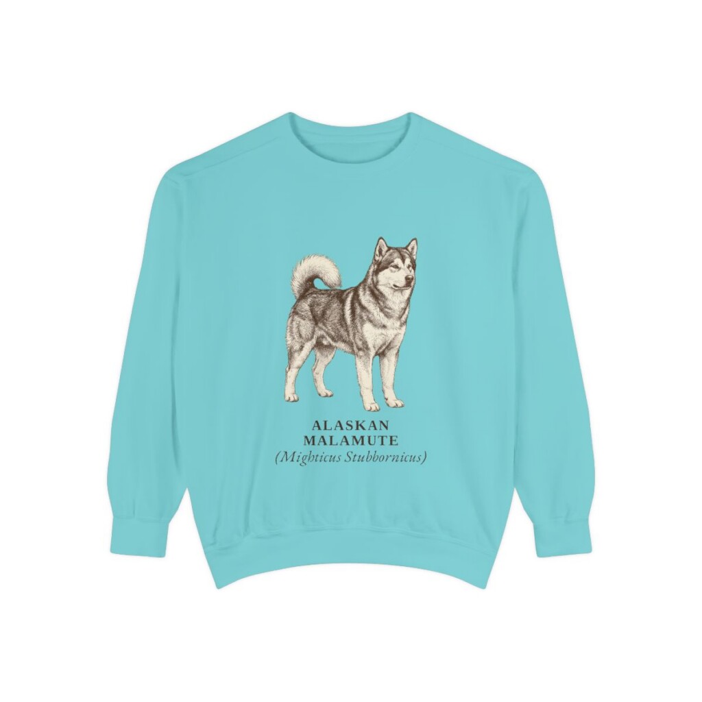 Alaskan Malamute Latin Sweatshirt, Chalky Mint, front view