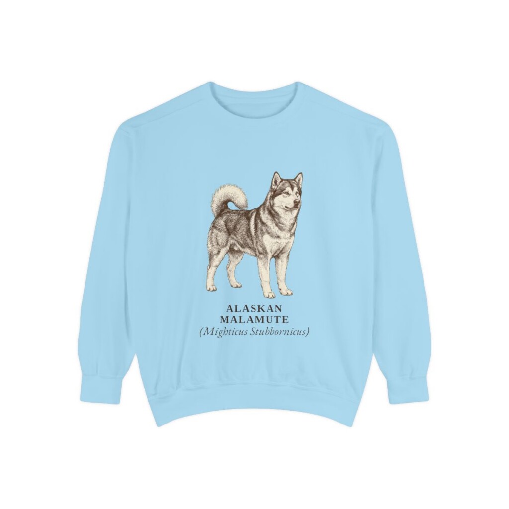 Alaskan Malamute Latin Sweatshirt, Chambray, front view