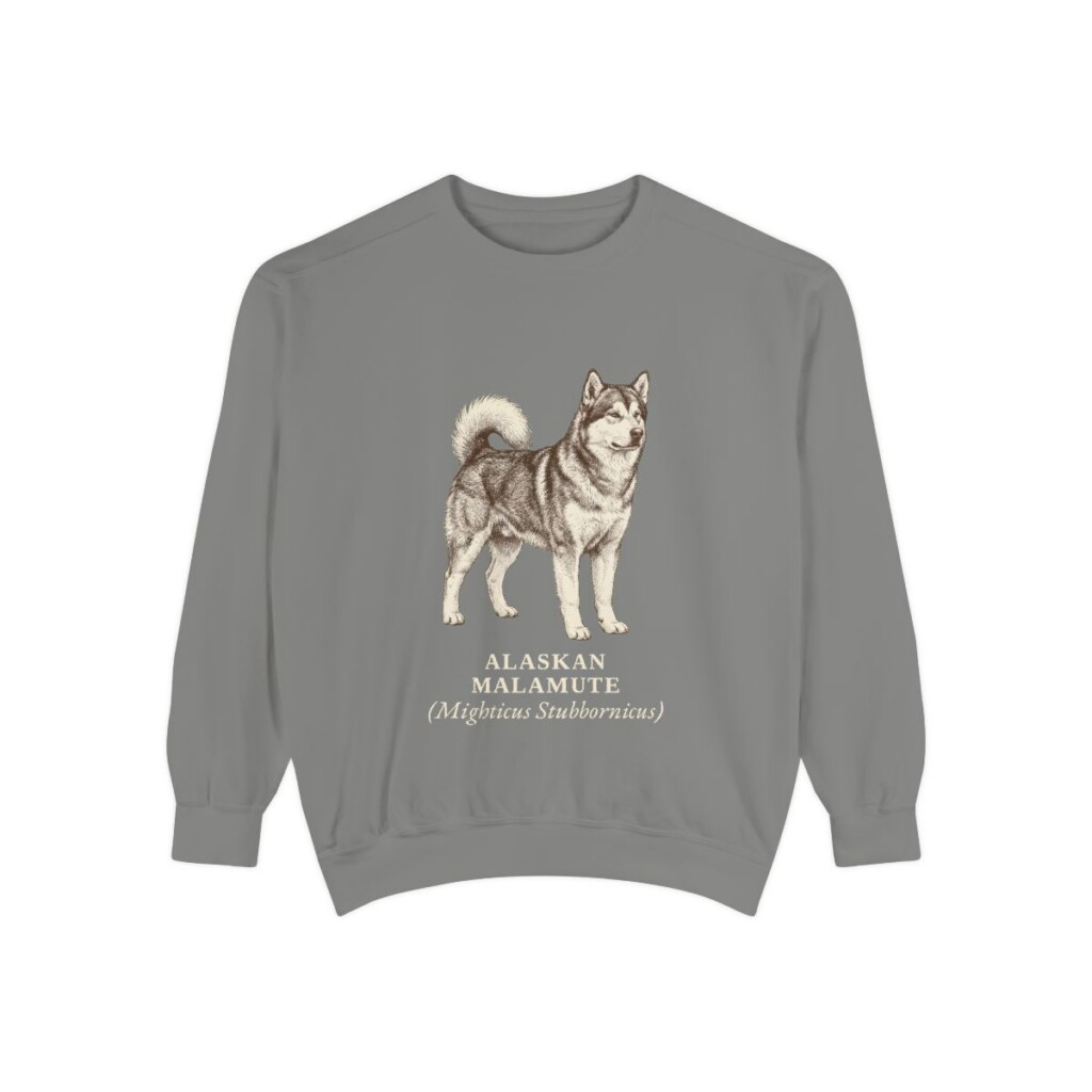 Alaskan Malamute Latin Sweatshirt, Grey, front view