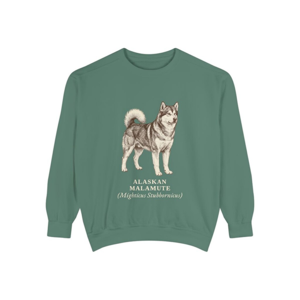 Alaskan Malamute Latin Sweatshirt, Light Green, front view