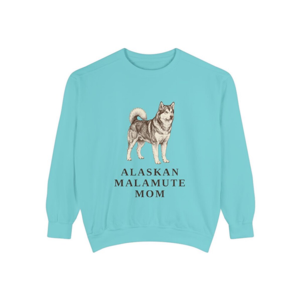 Alaskan Malamute Mom Sweatshirt, Chalky Mint, front view