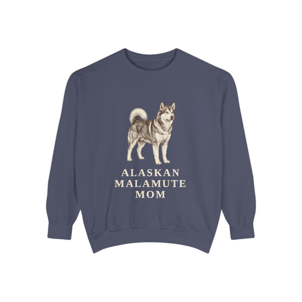 Alaskan Malamute Mom Sweatshirt, Denim, front view