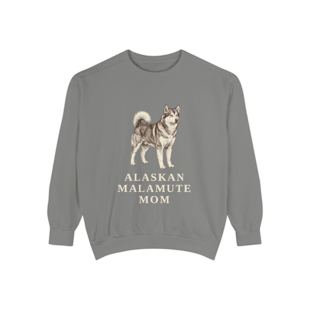 Alaskan Malamute Mom Sweatshirt, Grey, front view