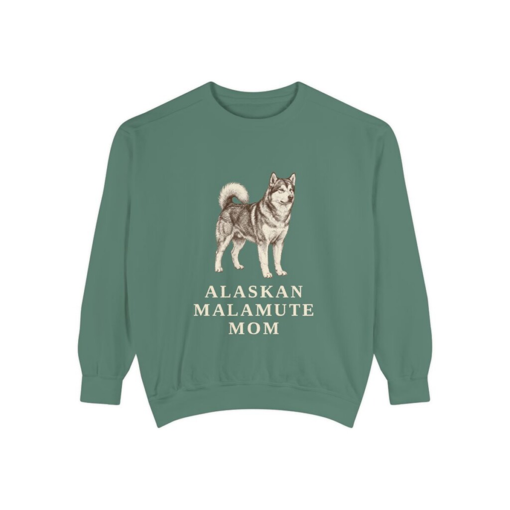 Alaskan Malamute Mom Sweatshirt, Light Green, front view