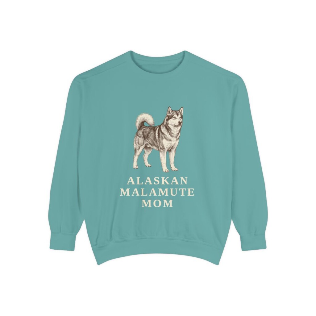 Alaskan Malamute Mom Sweatshirt, Seafoam, front view