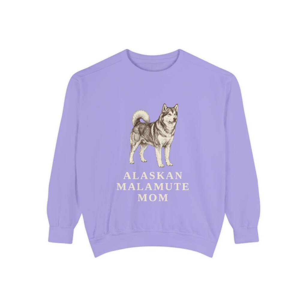 Alaskan Malamute Mom Sweatshirt, Violet, front view