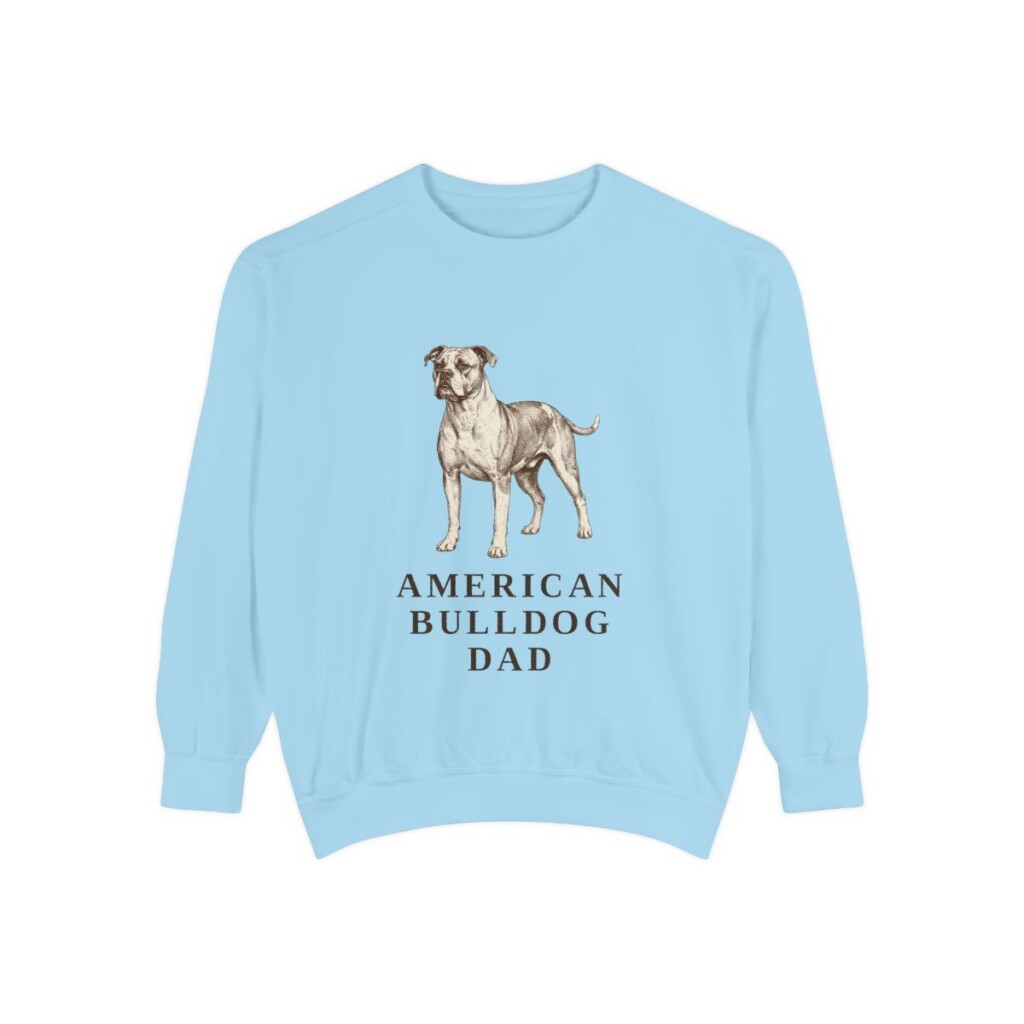 American Bulldog Dad Sweatshirt, Chambray, front view