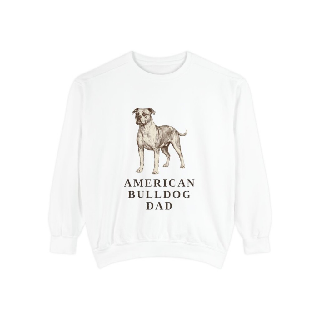 American Bulldog Dad Sweatshirt, White, front view