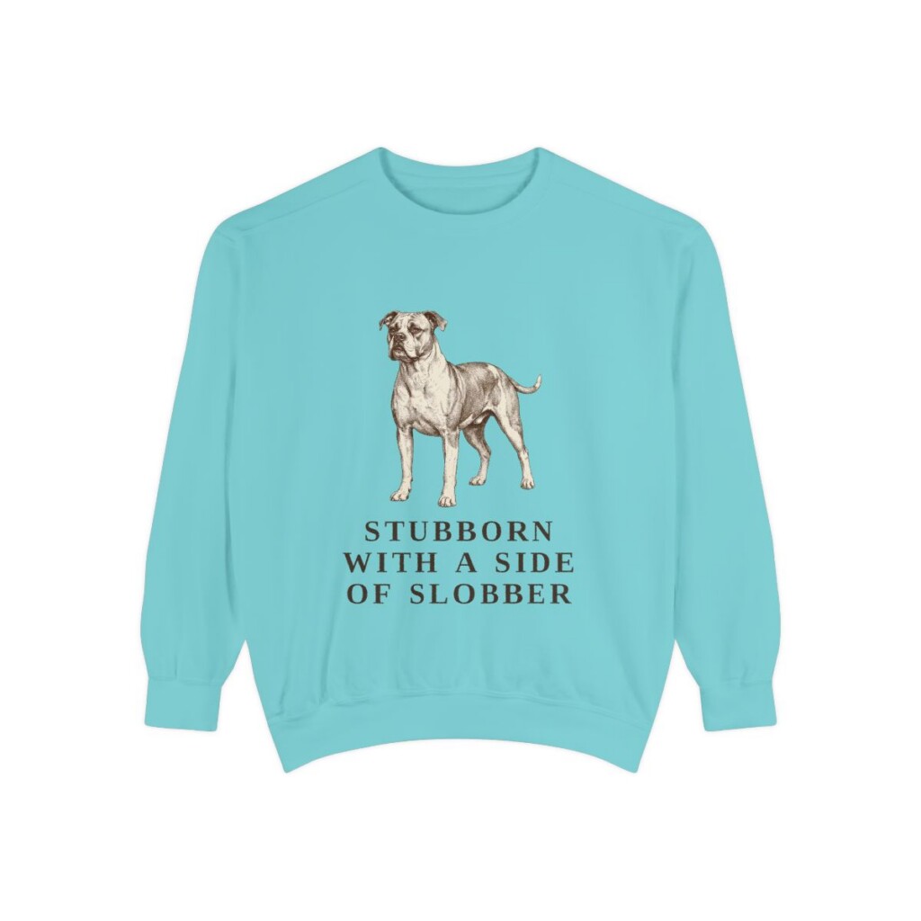 American Bulldog Humor Sweatshirt, Chalky Mint, front view