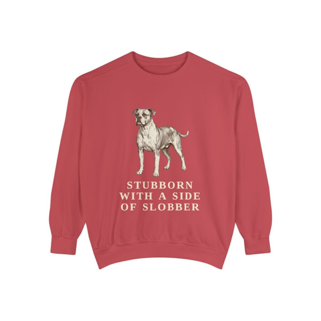 American Bulldog Humor Sweatshirt, Crimson, front view