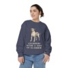 American Bulldog Humor Sweatshirt, Denim, person 2 front