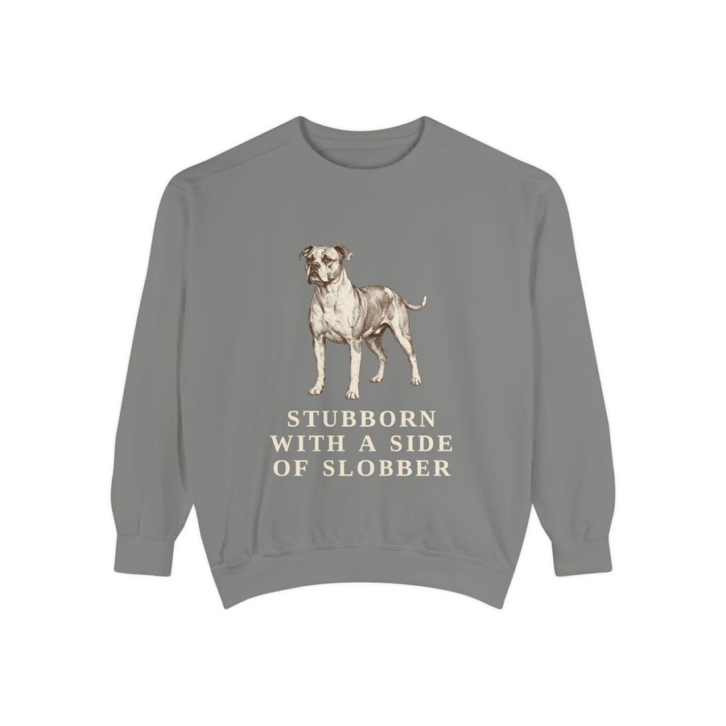 American Bulldog Humor Sweatshirt, Grey, front view