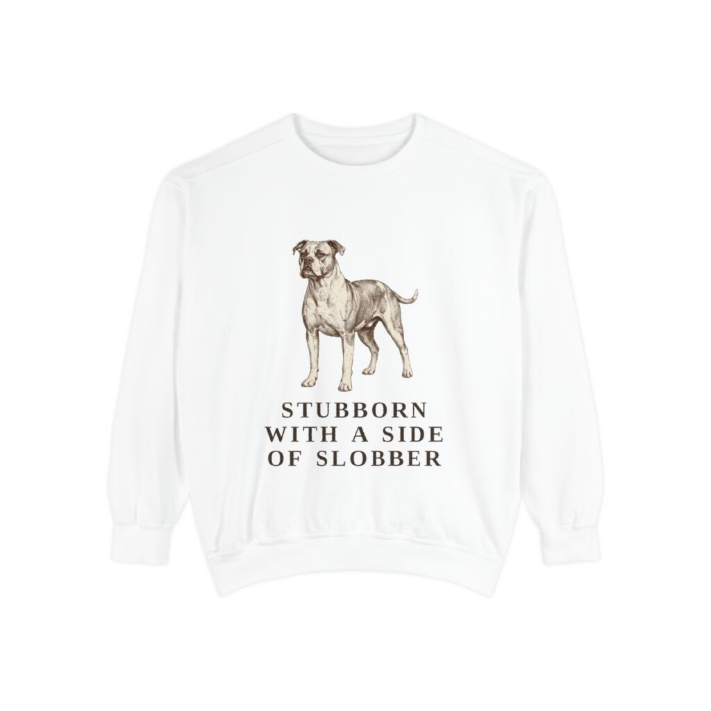 American Bulldog Humor Sweatshirt, White, front view