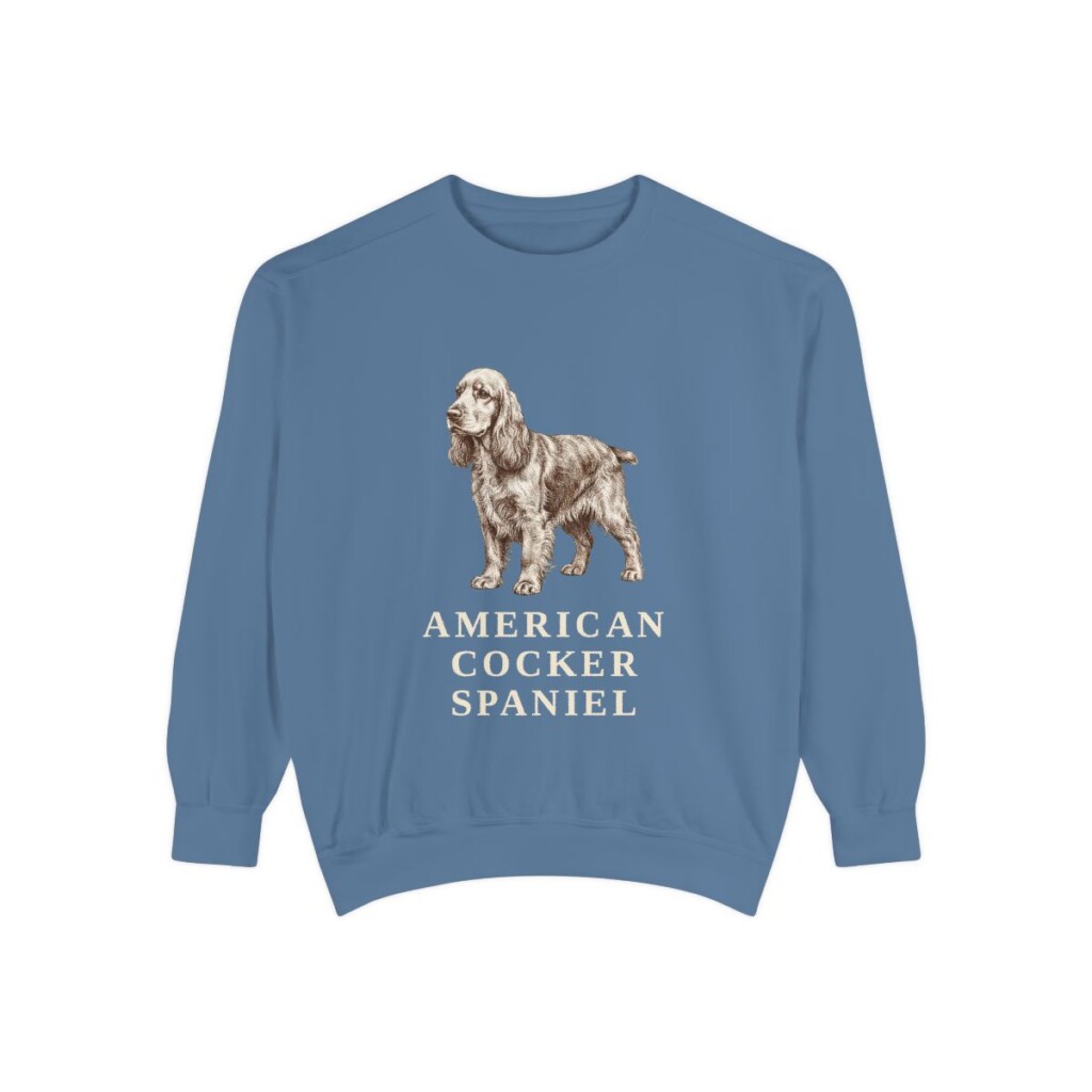 American Cocker Spaniel Sweatshirt, Blue Jean, front view