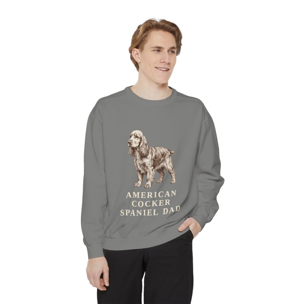 American Cocker Spaniel Dad Sweatshirt, Grey, person 1 front