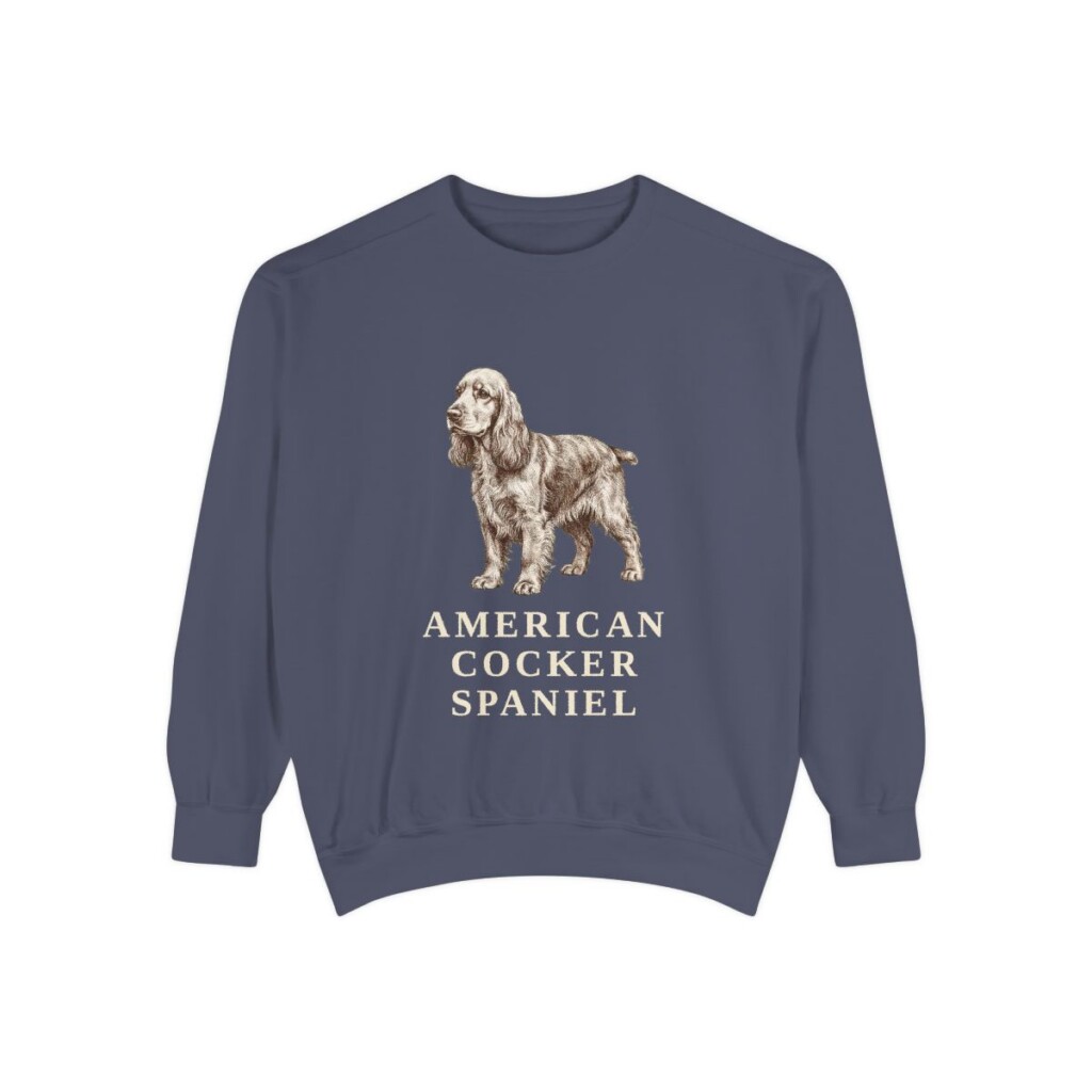 American Cocker Spaniel Sweatshirt, Denim, front view