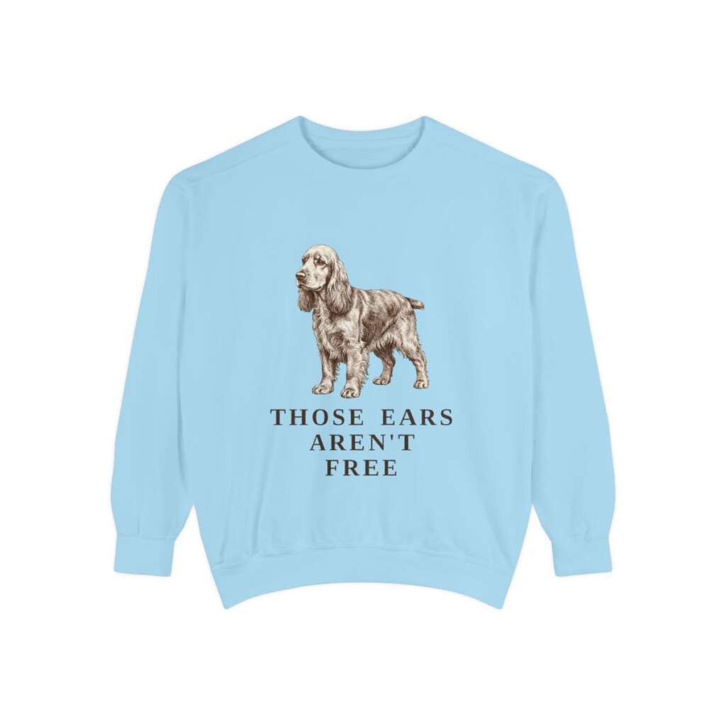 american-cocker-spaniel-sweatshirt-humor-chambray American Cocker Spaniel Humor Sweatshirt, Chambray, front view