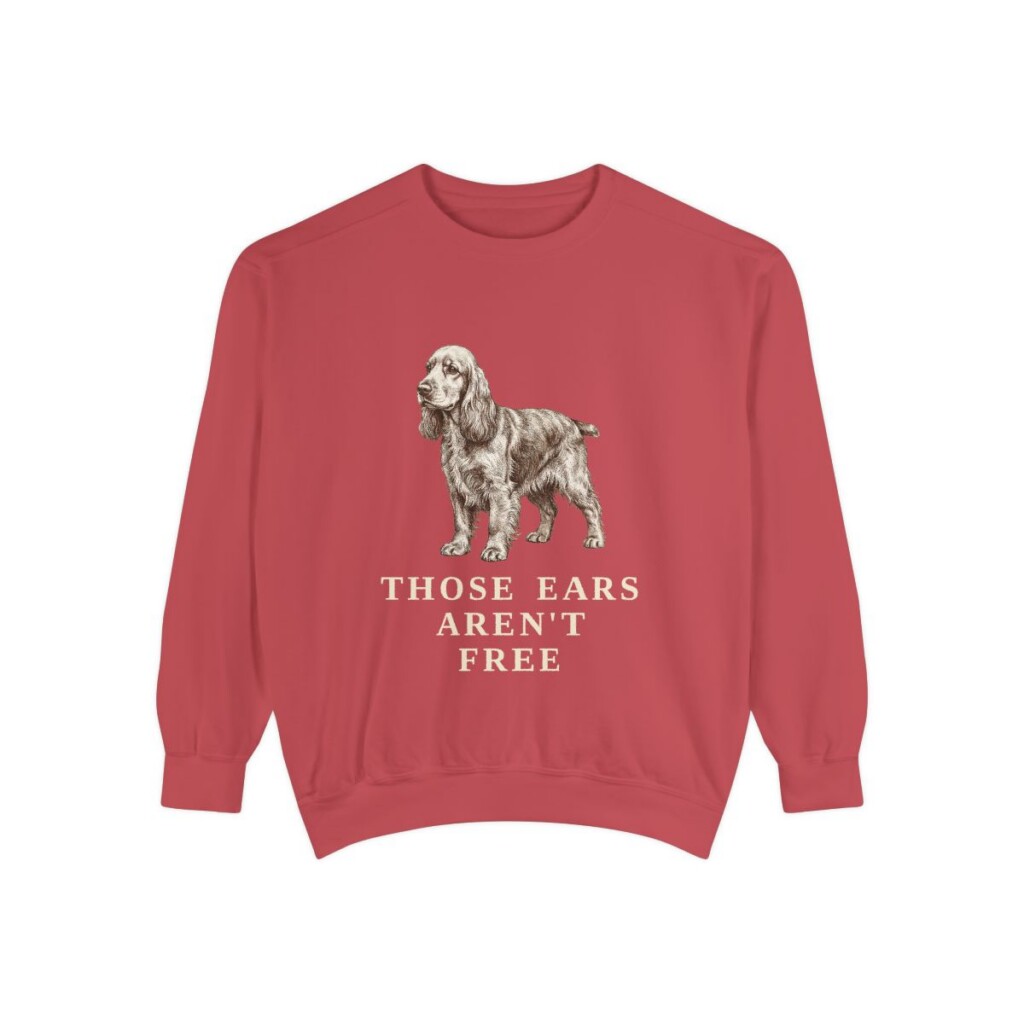 american-cocker-spaniel-sweatshirt-humor-crimson American Cocker Spaniel Humor Sweatshirt, Crimson, front view