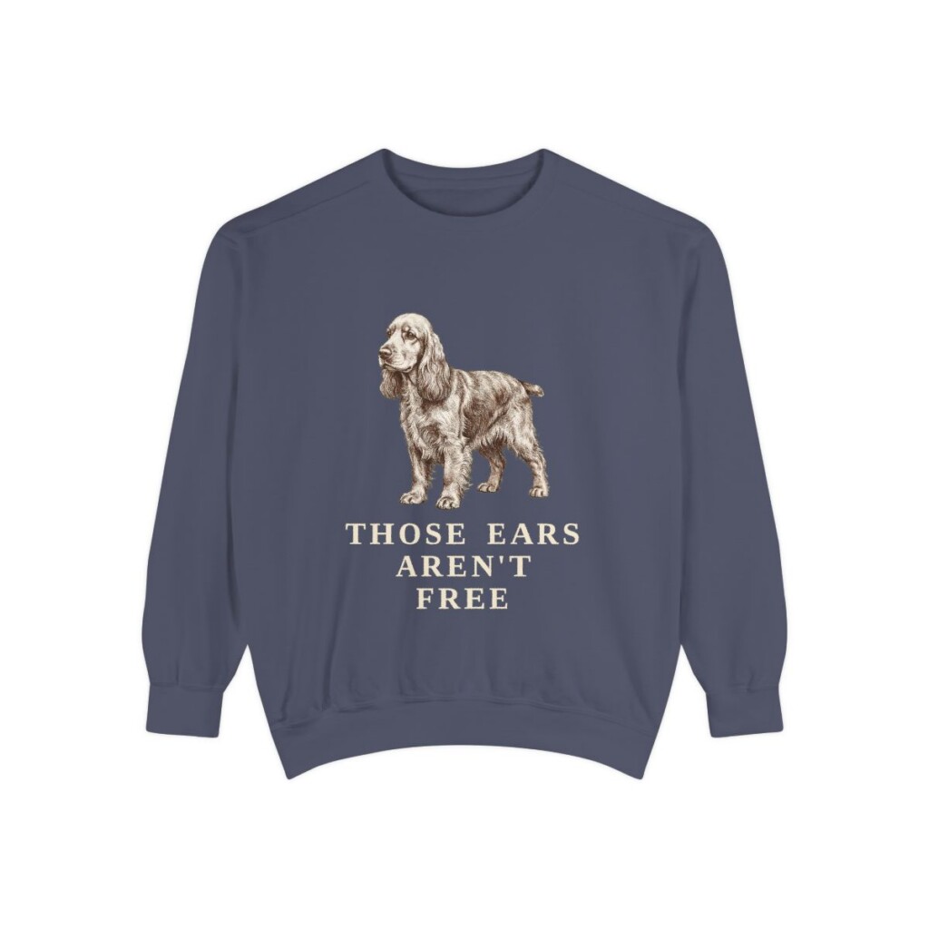 american-cocker-spaniel-sweatshirt-humor-denim American Cocker Spaniel Humor Sweatshirt, Denim, front view