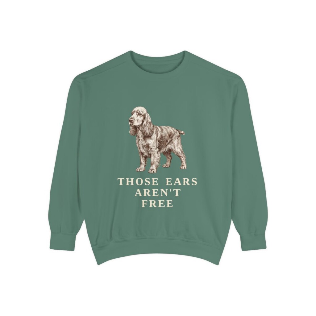american-cocker-spaniel-sweatshirt-humor-light-green American Cocker Spaniel Humor Sweatshirt, Light Green, front view