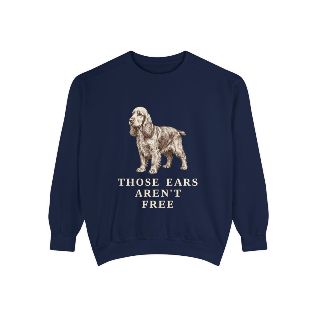 american-cocker-spaniel-sweatshirt-humor-true-navy American Cocker Spaniel Humor Sweatshirt, True Navy, front view