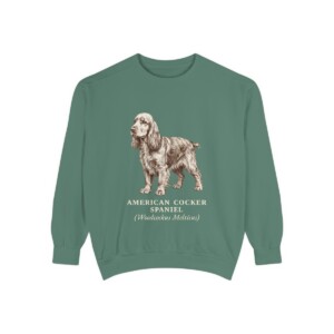 American Cocker Spaniel Latin Sweatshirt, Light Green, front view