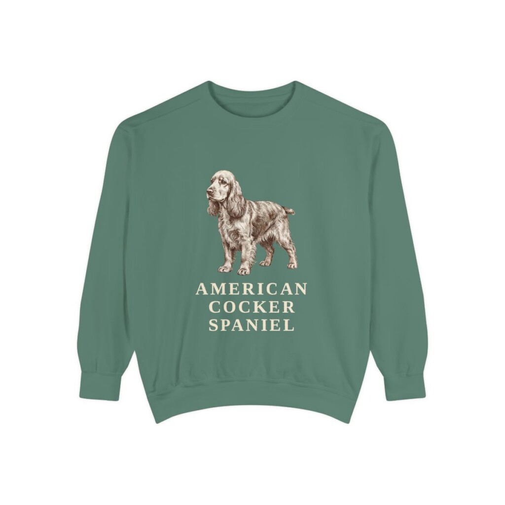 American Cocker Spaniel Sweatshirt, Light Green, front view