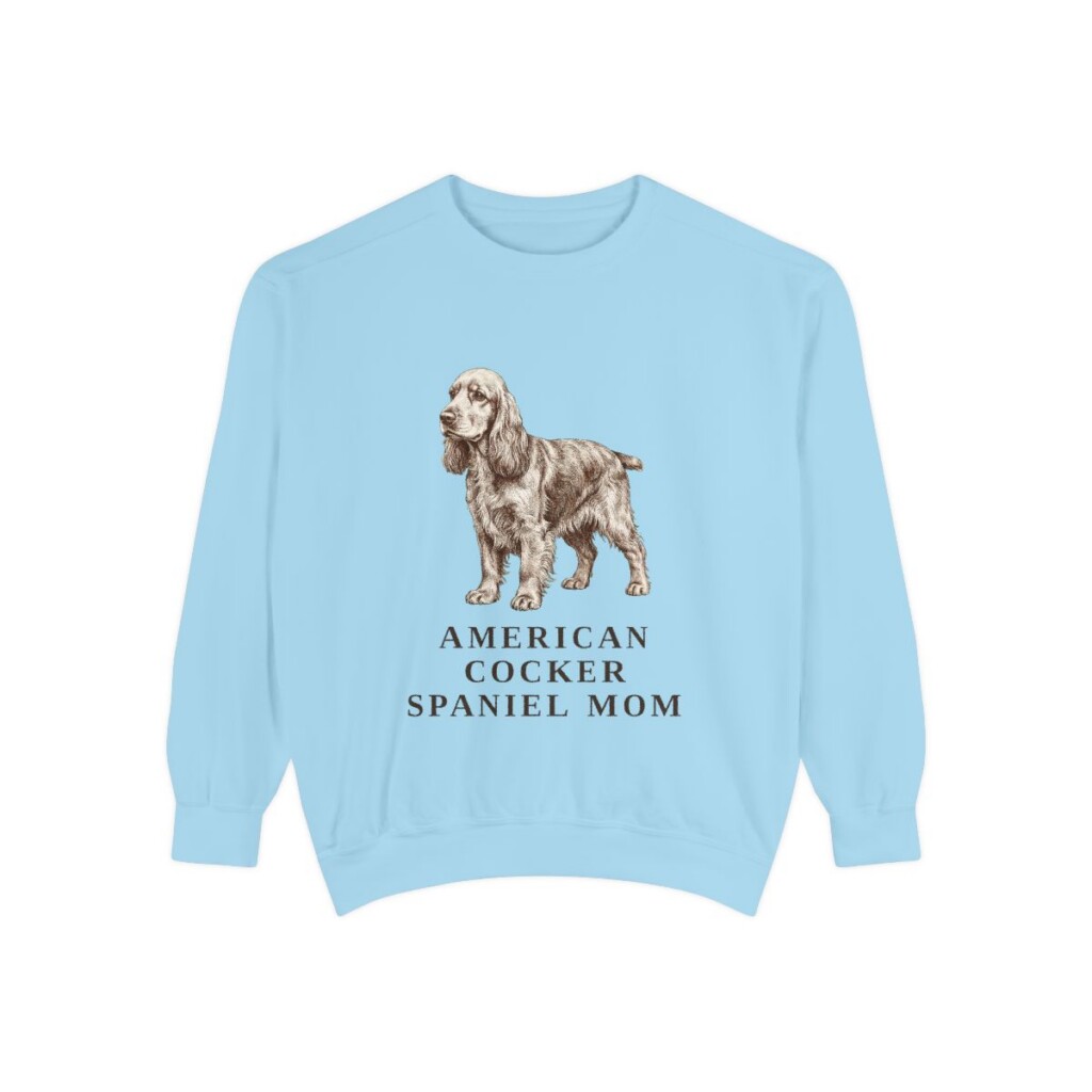 American Cocker Spaniel Mom Sweatshirt, Chambray, front view