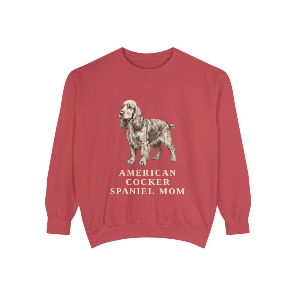 American Cocker Spaniel Mom Sweatshirt, Crimson, front view