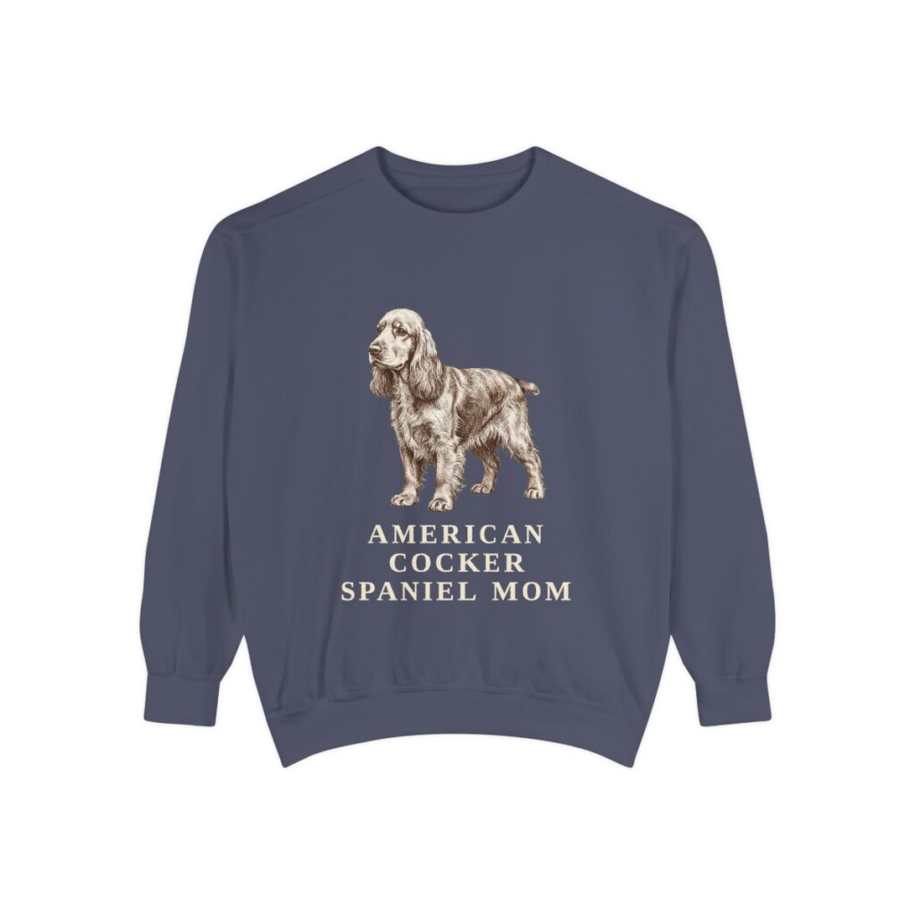 American Cocker Spaniel Mom Sweatshirt, Denim, front view