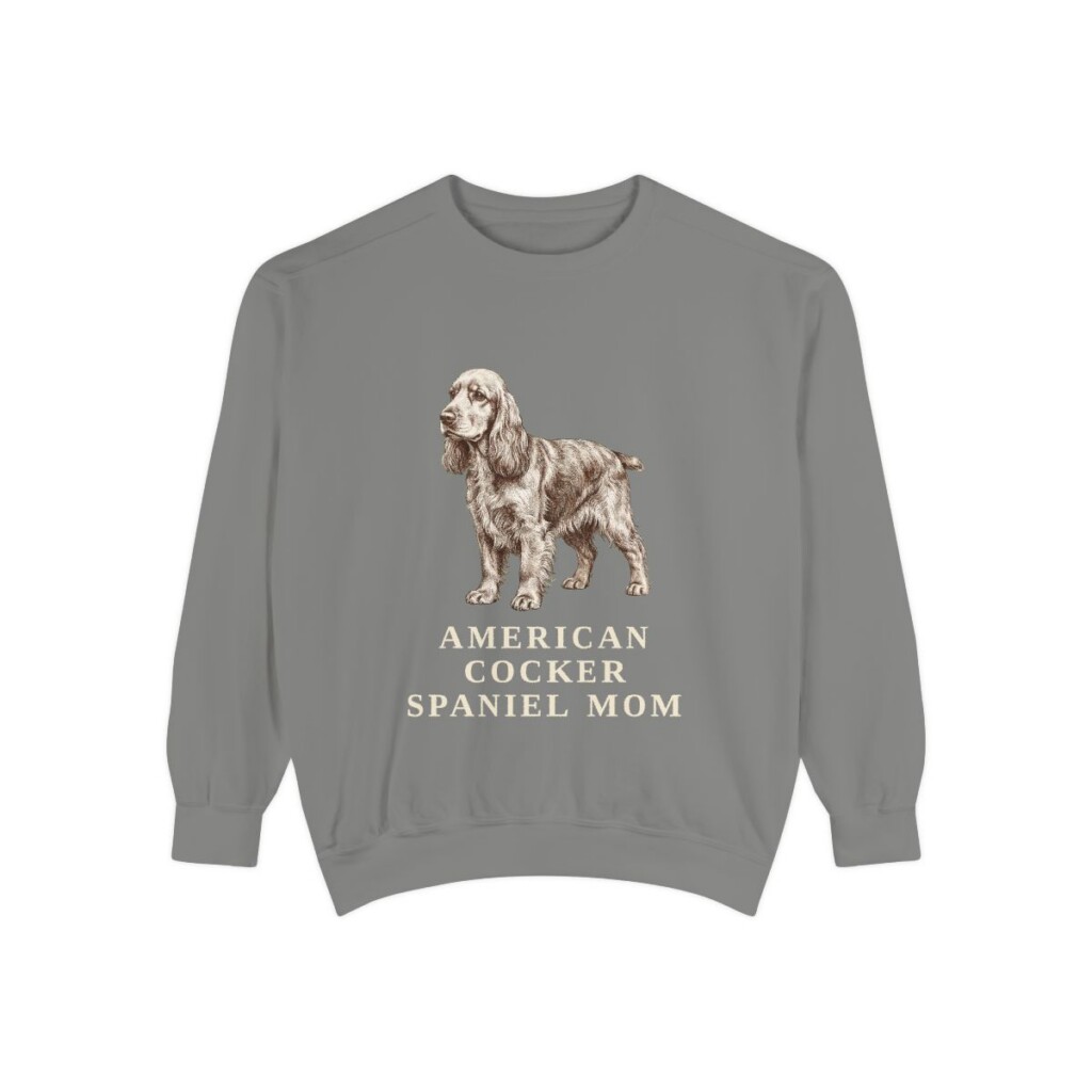American Cocker Spaniel Mom Sweatshirt, Grey, front view