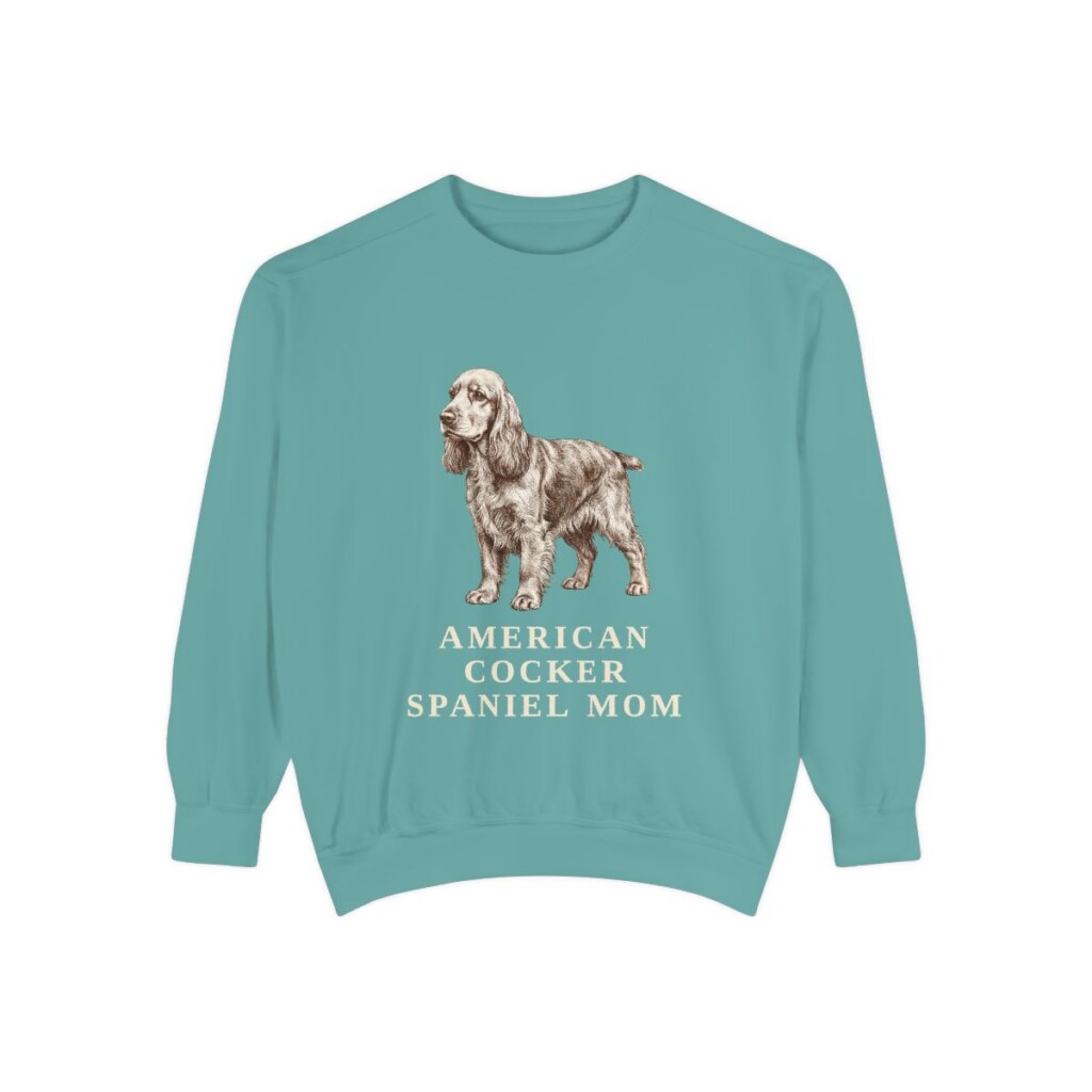 American Cocker Spaniel Mom Sweatshirt, Seafoam, front view