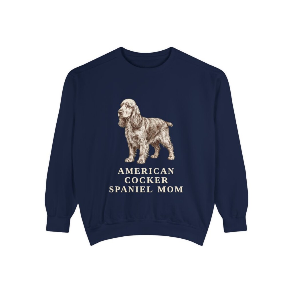 American Cocker Spaniel Mom Sweatshirt, True Navy, front view