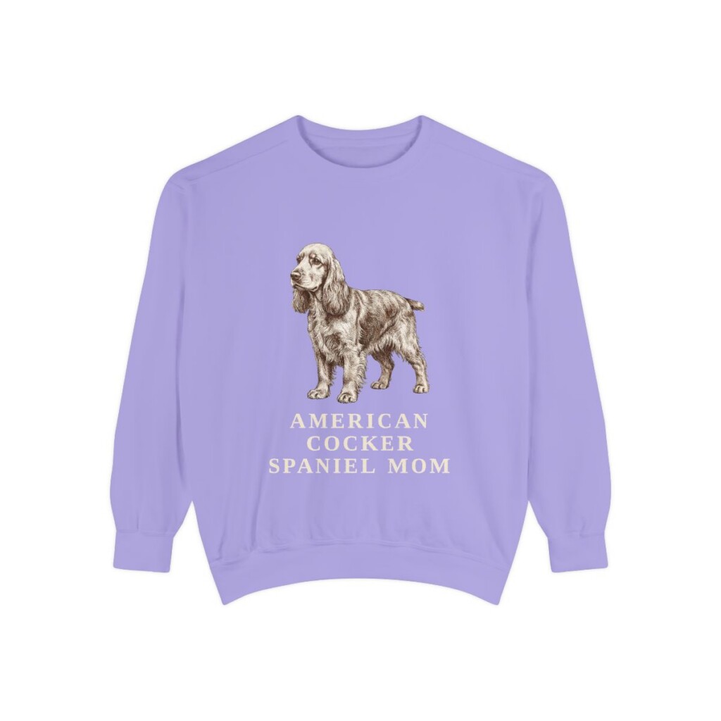 American Cocker Spaniel Mom Sweatshirt, Violet, front view