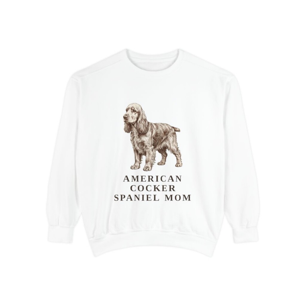 American Cocker Spaniel Mom Sweatshirt, White, front view