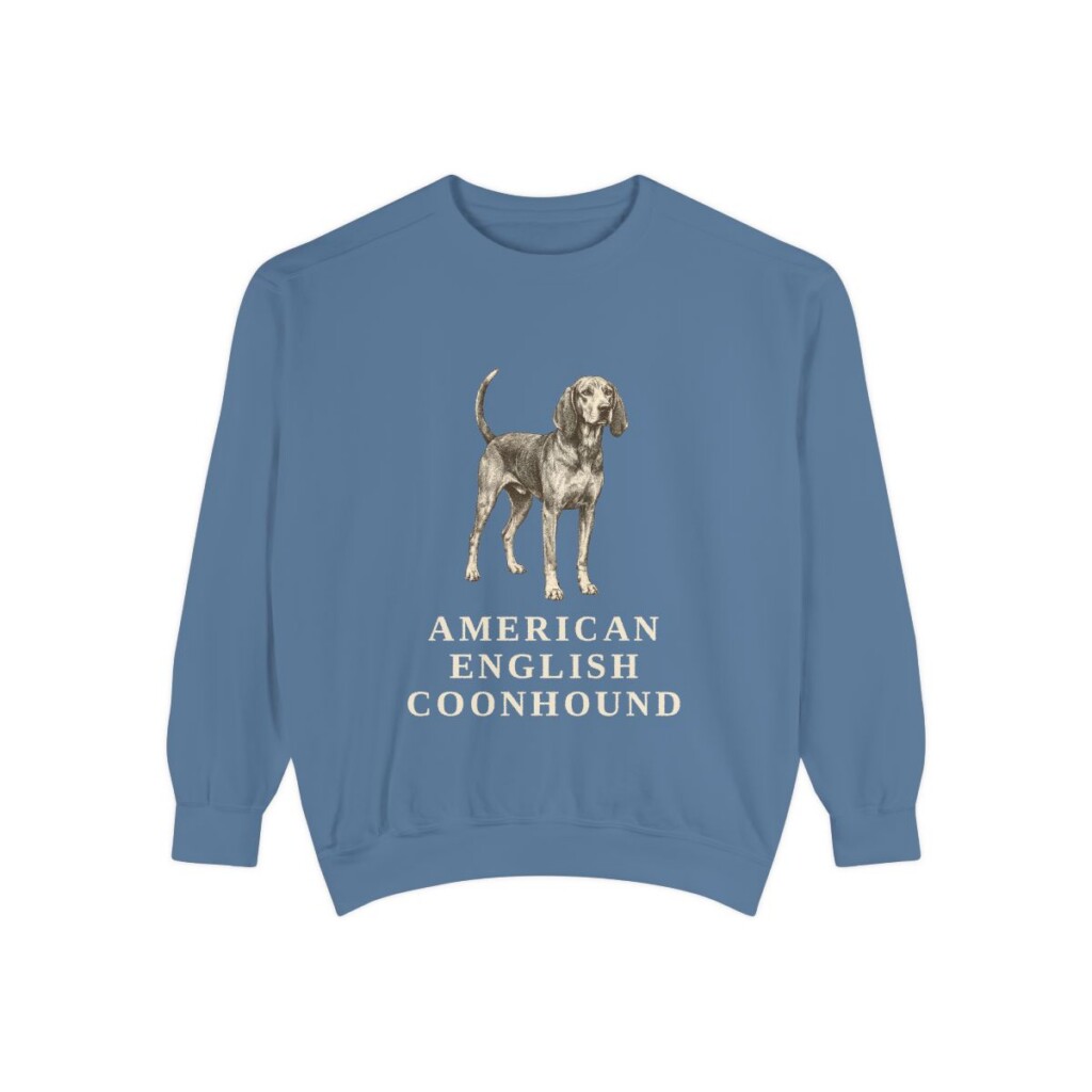 American English Coonhound Sweatshirt, Blue Jean, front view