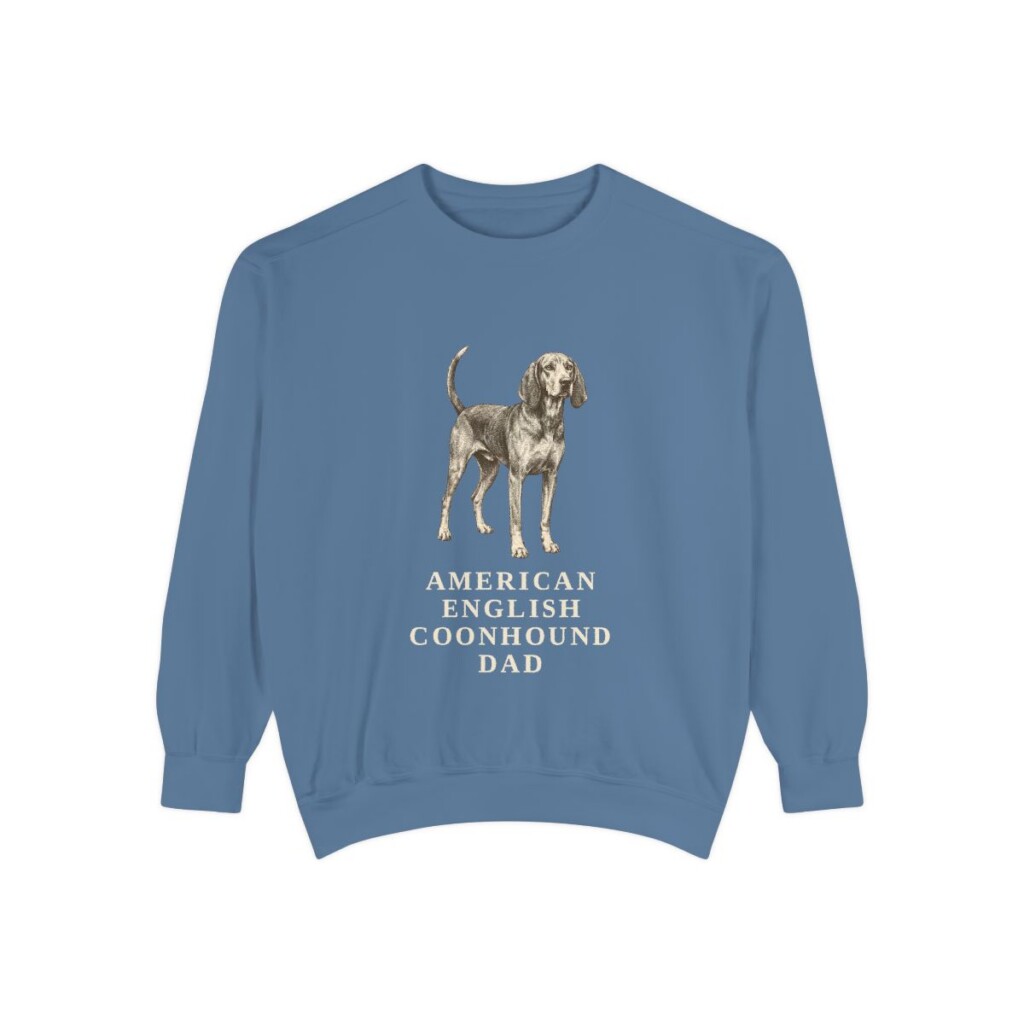 American English Coonhound Dad Sweatshirt, Blue Jean, front view