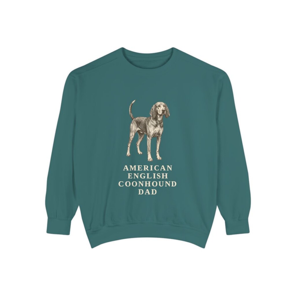 American English Coonhound Dad Sweatshirt, Blue Spruce, front view