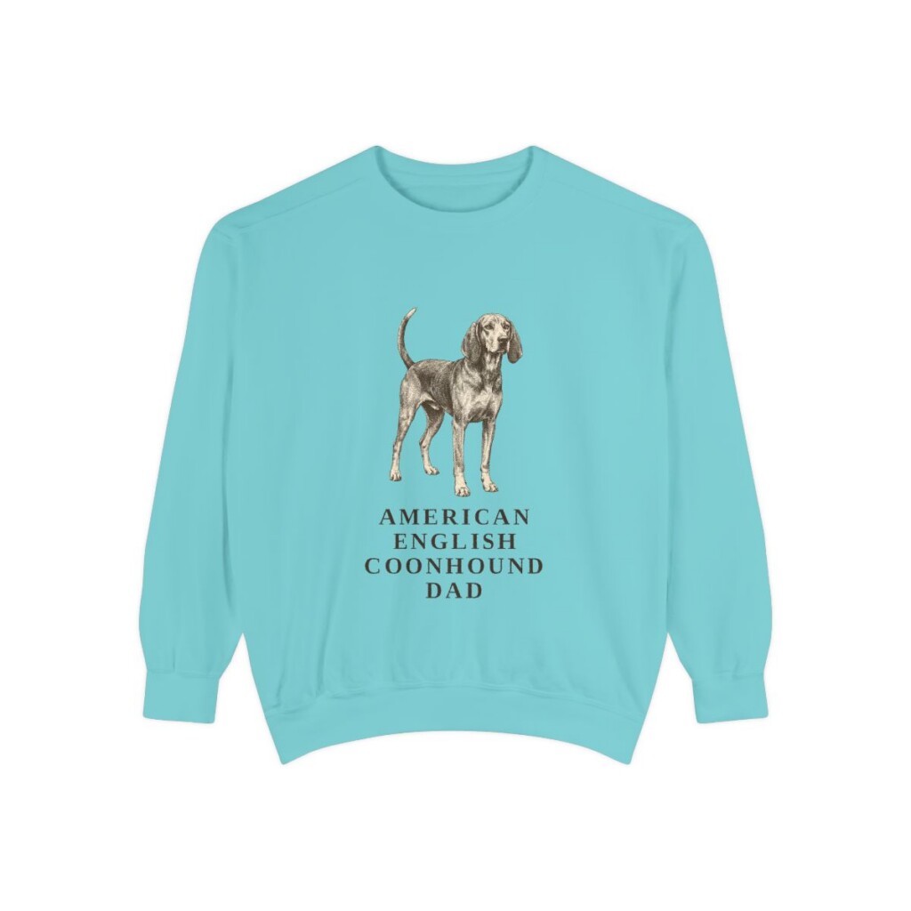 American English Coonhound Dad Sweatshirt, Chalky Mint, front view