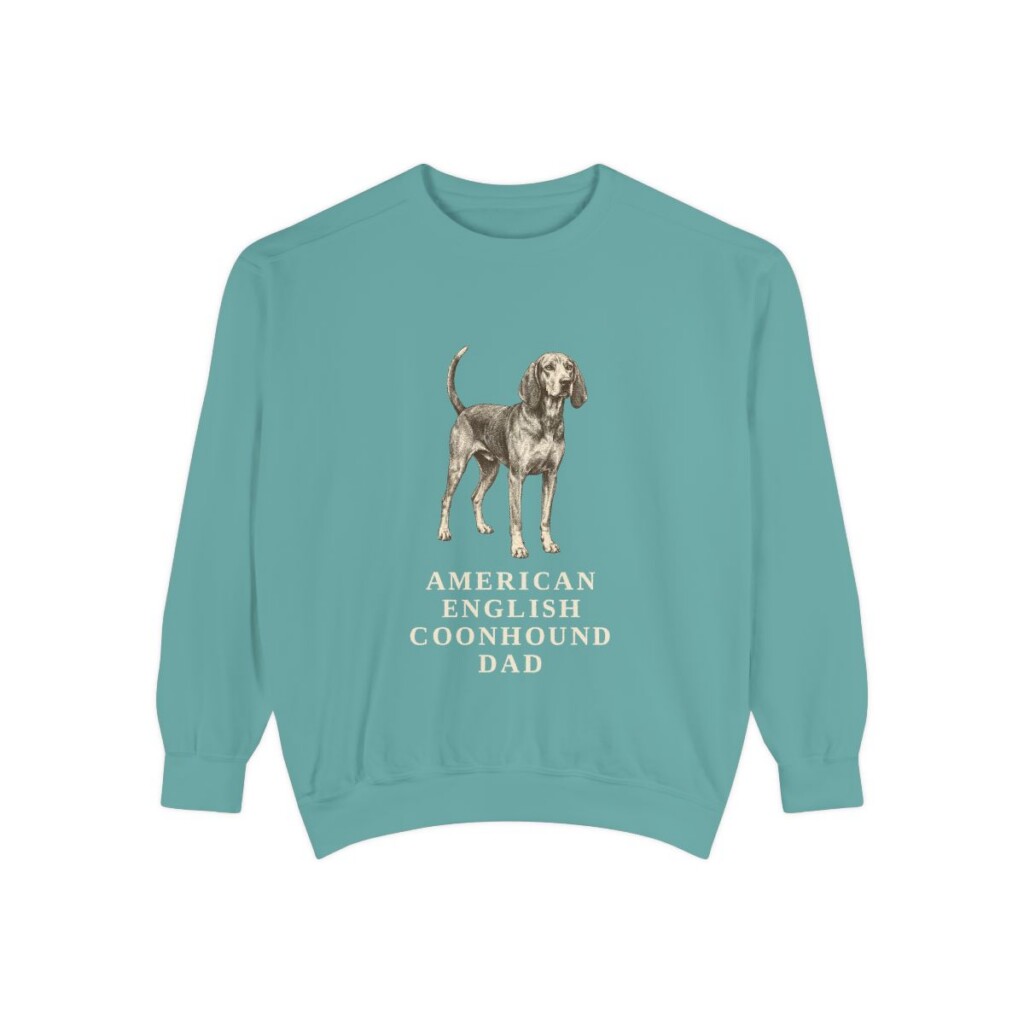 American English Coonhound Dad Sweatshirt, Seafoam, front view