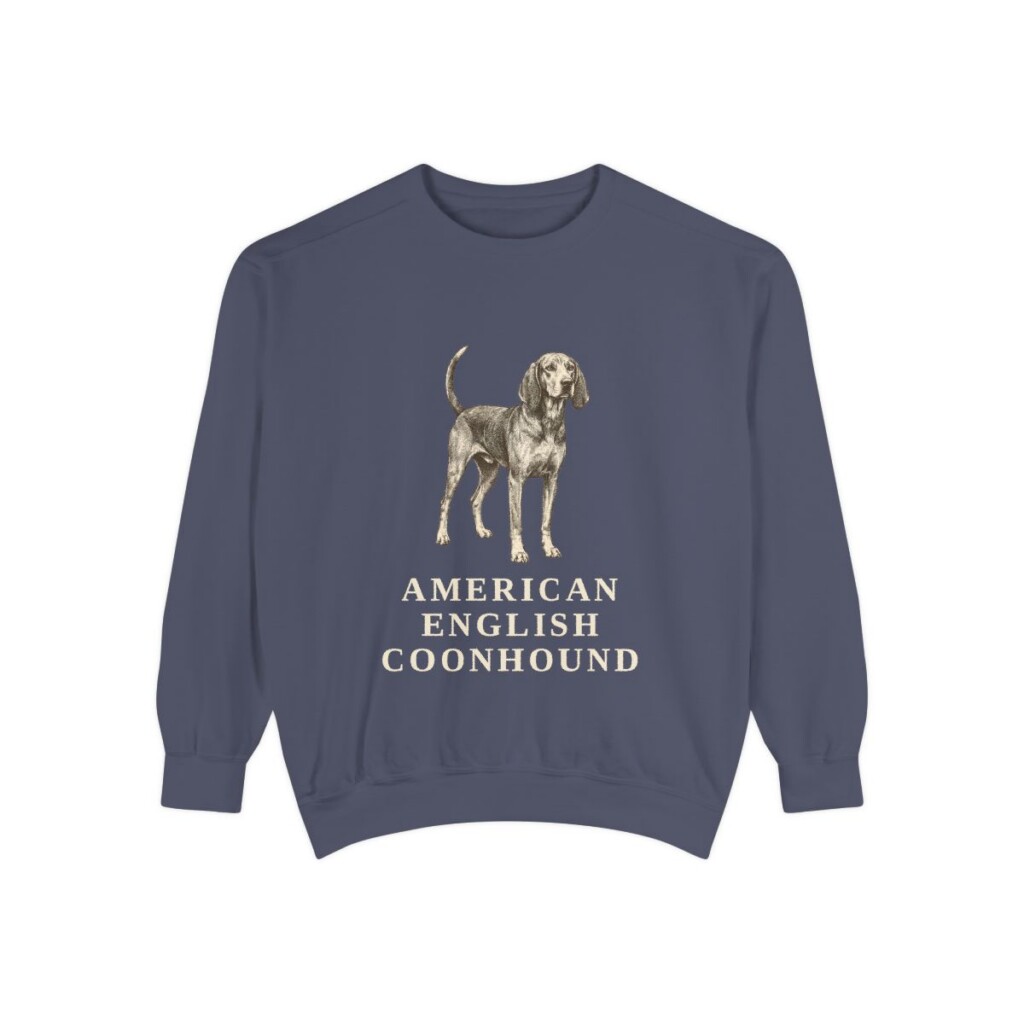American English Coonhound Sweatshirt, Denim, front view