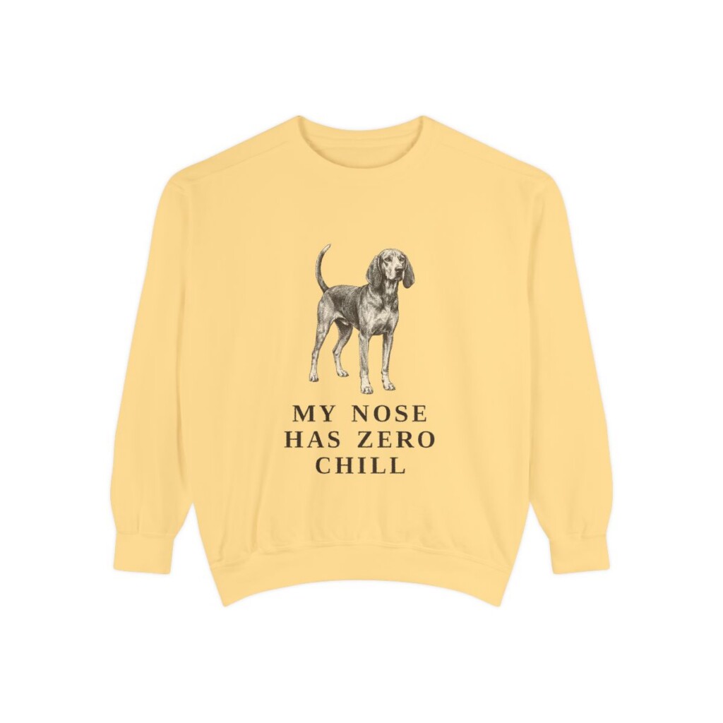 American English Coonhound Humor Sweatshirt, Butter, front view